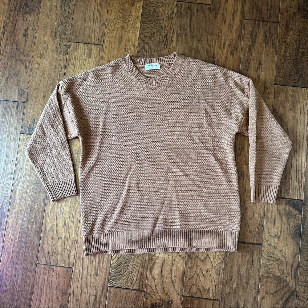 Zenana Brown Crewneck Sweater - Large